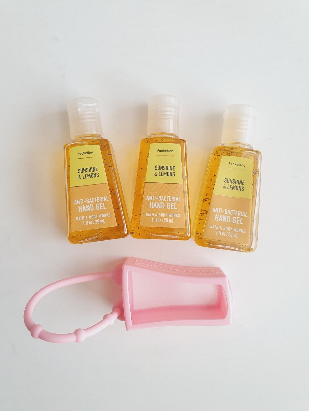 Bath & Body Works Sunshine & Lemons 1 oz Hand Gel & Holder 4 Pc Set